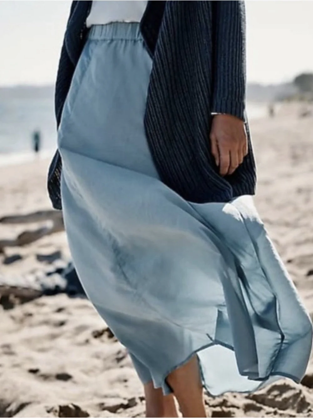 J Jill Pure | New Silk Blend A-line Pull on Midi Skirt Women’s size XL blue Sage - Picture 9 of 9